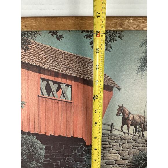 Vintage 1968 Paul Detlefsen “Covered Bridge” Litho In Wood Frame, 16x22” - Picture 8 of 8